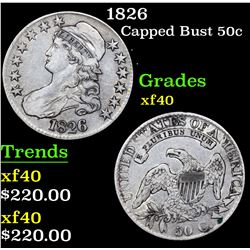 1826 Capped Bust Half Dollar 50c Grades xf