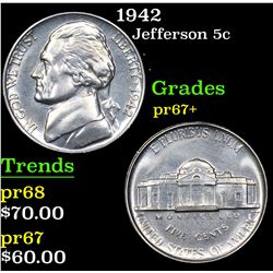 1942 Jefferson Nickel 5c Grades GEM++ Proof