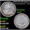 Image 1 : 1840 No Drapery Seated Liberty Half Dime 1/2 10c Grades Choice AU