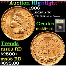 ***Auction Highlight*** 1906 Indian Cent 1c Graded Gem+ Unc RD By USCG (fc)