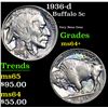 Image 1 : 1936-d Buffalo Nickel 5c Grades Choice+ Unc