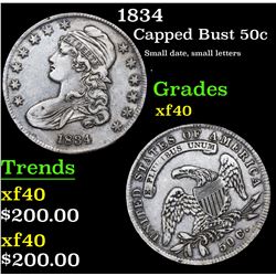 1834 Capped Bust Half Dollar 50c Grades xf