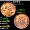 Image 1 : 1932-d Lincoln Cent 1c Grades Gem+ Unc RB