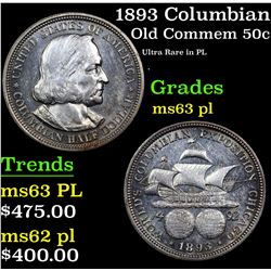 1893 Columbian Old Commem Half Dollar 50c Grades Select Unc PL