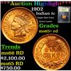Image 1 : ***Auction Highlight*** 1902 Indian Cent 1c Graded Gem+ Unc RD By USCG (fc)