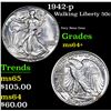 Image 1 : 1942-p Walking Liberty Half Dollar 50c Grades Choice+ Unc