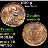 Image 1 : 1920-p Lincoln Cent 1c Grades Choice+ Unc RB