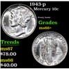 Image 1 : 1943-p Mercury Dime 10c Grades GEM++ Unc