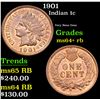 Image 1 : 1901 Indian Cent 1c Grades Choice+ Unc RB