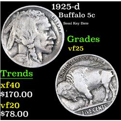 1925-d Buffalo Nickel 5c Grades vf+