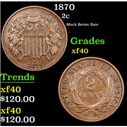 1870 Two Cent Piece 2c Grades xf