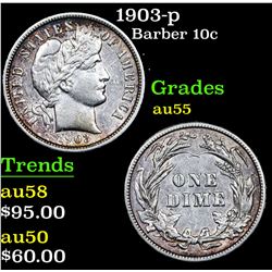 1903-p Barber Dime 10c Grades Choice AU