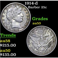 1914-d Barber Quarter 25c Grades Select AU