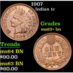 1907 Indian Cent 1c Grades Select+ Unc BN
