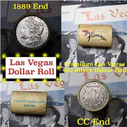 ***Auction Highlight*** Full Morgan/Peace Flamingo Hotel silver $1 roll $20, 1889 & cc ends (fc)