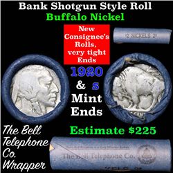 Buffalo Nickel Shotgun Roll in Old Bank Style Wrapper stamped 'Bell Telephone' 1920 & s Mint Ends