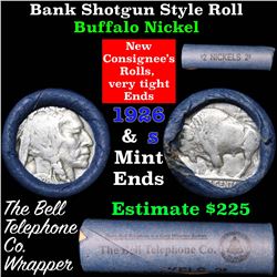 Buffalo Nickel Shotgun Roll in Old Bank Style Wrapper stamped 'Bell Telephone' 1926 & s Mint Ends