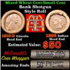 Image 1 : Mixed small cents 1c orig shotgun roll, 1915-d Wheat Cent, 1896 Indian Cent other end