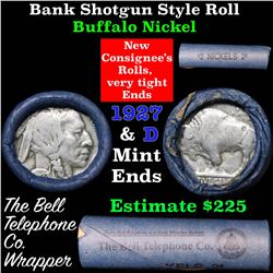 Buffalo Nickel Shotgun Roll in Old Bank Style Wrapper stamped 'Bell Telephone' 1927 & d Mint Ends