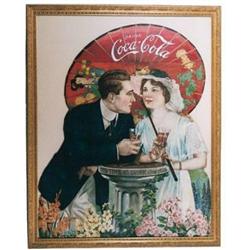Coke cardboard cutout, framed