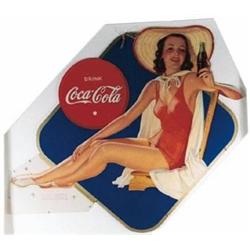 Coke cardboard sign bathing girl