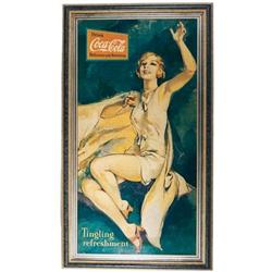 Coke cardboard poster framed