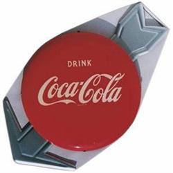 Coke tin button with arrow