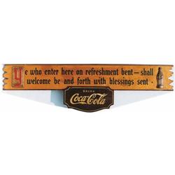 Coke plywood and metal sign