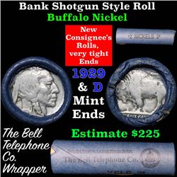 Buffalo Nickel Shotgun Roll in Old Bank Style  'Bell Telephone' Wrapper 1929 & d Mint Ends