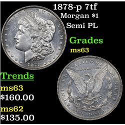 1878-p 7tf Morgan Dollar $1 Grades Select Unc