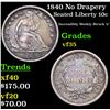 Image 1 : 1840 No Drapery Seated Liberty Dime 10c Grades vf++
