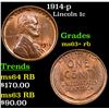 Image 1 : 1914-p Lincoln Cent 1c Grades Select+ Unc RB