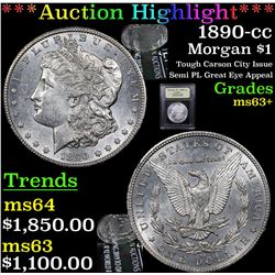 ***Auction Highlight*** 1890-cc Morgan Dollar $1 Graded Select+ Unc By USCG (fc)