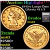 Image 1 : ***Auction Highlight*** 1843-o Large Date Gold Liberty Quarter Eagle $2 1/2 Graded Select Unc By USC