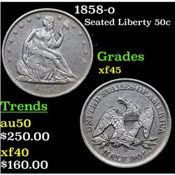 1858-o Seated Half Dollar 50c Grades xf+