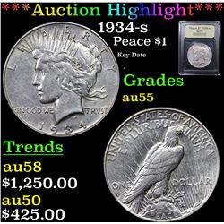 ***Auction Highlight*** 1934-s Peace Dollar $1 Graded Choice AU By USCG (fc)