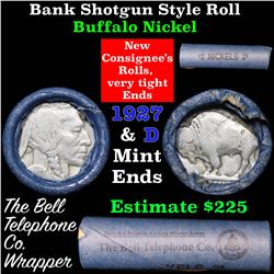 Buffalo Nickel Shotgun Roll in Old Bank Style 'Bell Telephone'  Wrapper 1927 & d Mint Ends