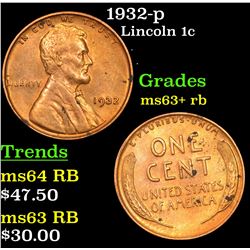 1932-p Lincoln Cent 1c Grades Select+ Unc RB