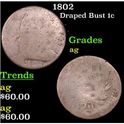 1802 Draped Bust Large Cent 1c Grades ag