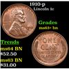 Image 1 : 1910-p Lincoln Cent 1c Grades Select+ Unc BN