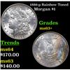 Image 1 : 1886-p Rainbow Toned Morgan Dollar $1 Grades Select+ Unc