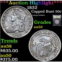 ***Auction Highlight*** 1832 Capped Bust Half Dollar 50c Graded Choice AU By USCG (fc)