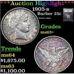 ***Auction Highlight*** 1905-s Barber Quarter 25c Graded Select+ Unc By USCG (fc)