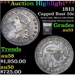 ***Auction Highlight*** 1813 Capped Bust Half Dollar 50c Graded Select AU By USCG (fc)