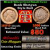 Image 1 : Mixed small cents 1c orig shotgun roll, 1917-d Wheat Cent, 1898 Indian Cent other end