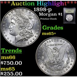 ***Auction Highlight*** 1898-p Morgan Dollar $1 Graded GEM+ Unc By USCG (fc)