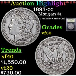 ***Auction Highlight*** 1893-cc Morgan Dollar $1 Graded vf++ By USCG (fc)