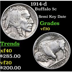 1914-d Buffalo Nickel 5c Grades vf++