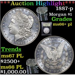 ***Auction Highlight*** 1887-p Morgan Dollar $1 Graded GEM++ PL By USCG (fc)