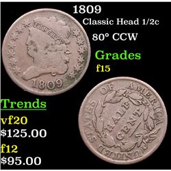 1809 Classic Head half cent 1/2c Grades f+